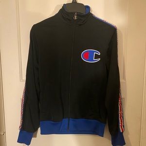 Champion Men’s Track Jacket Black/Surf the web